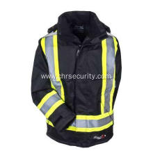 Men's High Visibility Hooded Black Safety Jacket